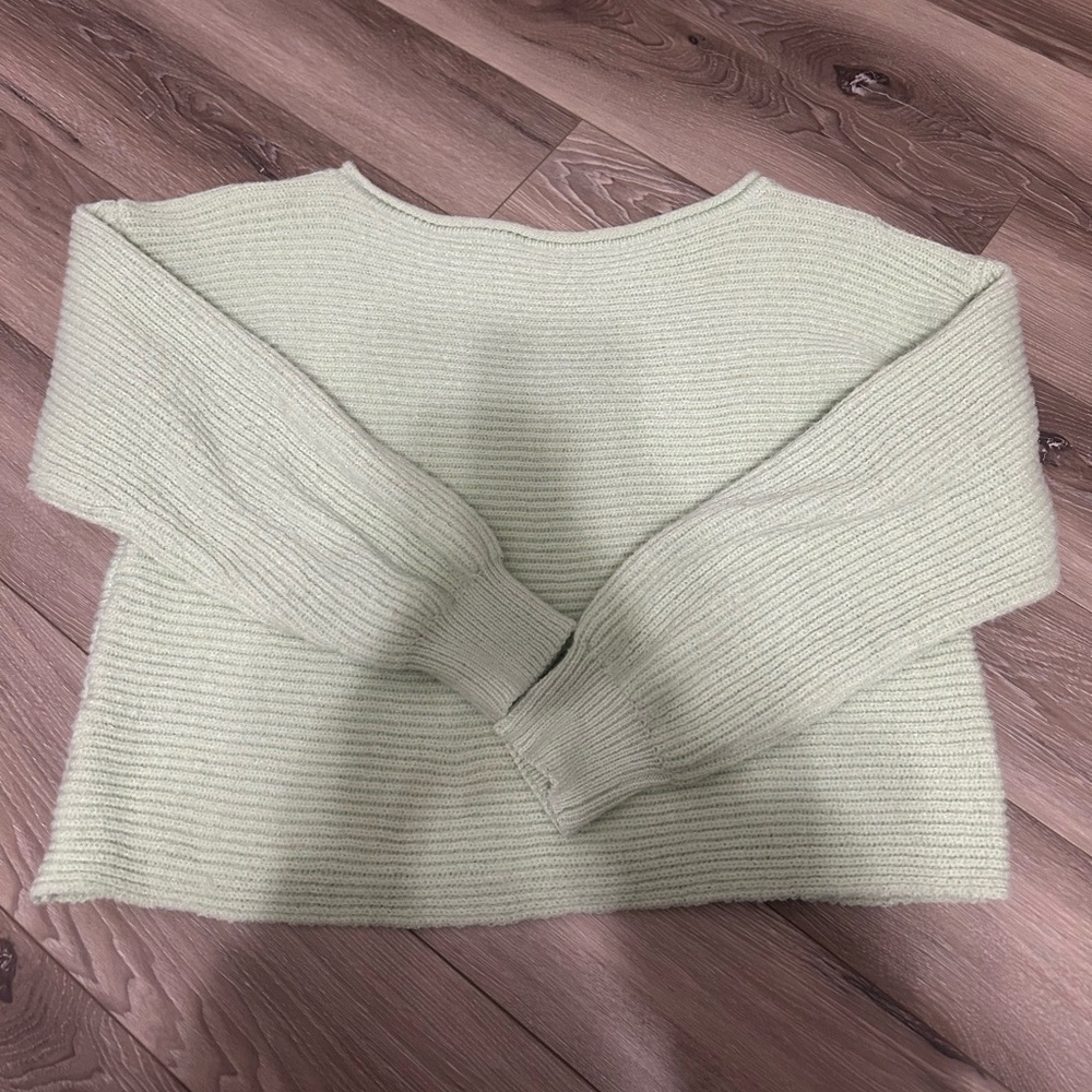 lime green off the shoulder sweater